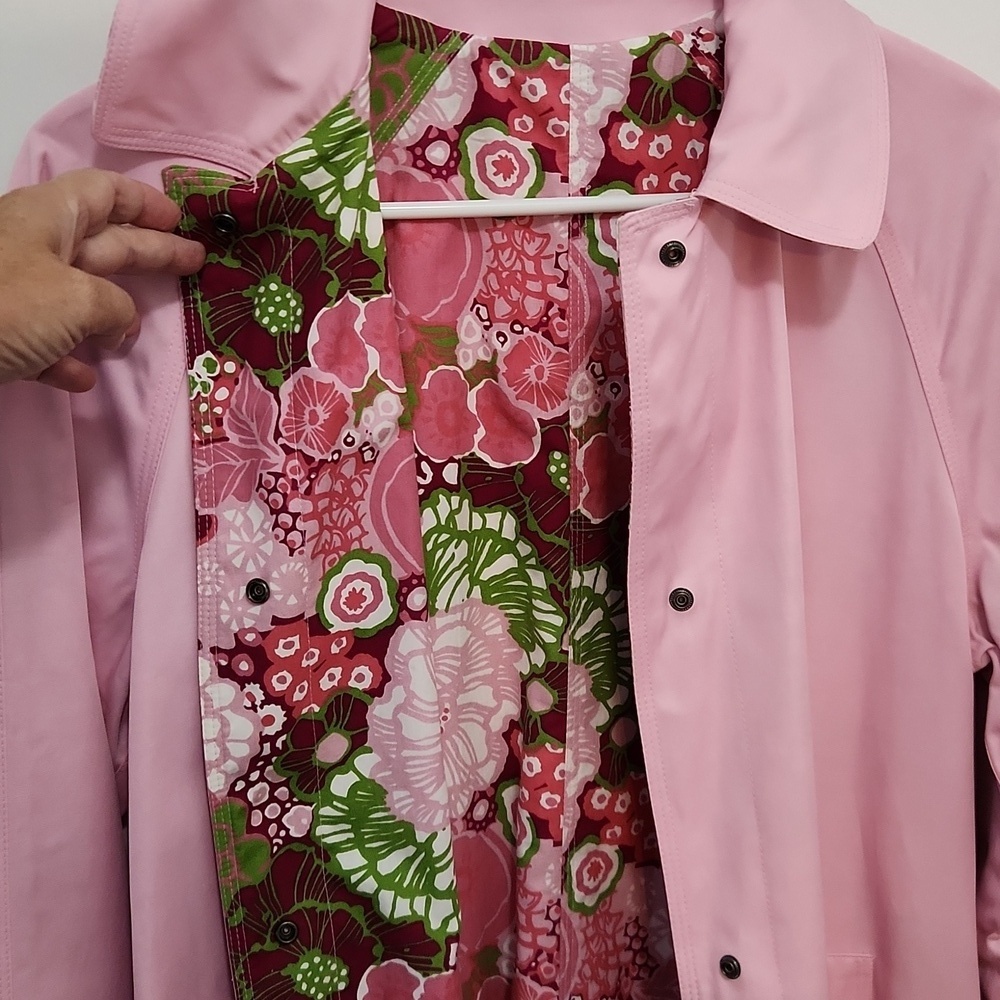 London Fog Reversible Pink/Floral Women's Coat Size Small - Picture 8 of 13